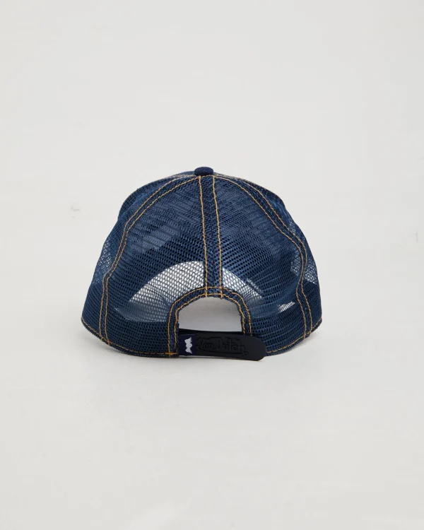 Outlet VON DUTCH Navy Stone Denim Trucker Cap