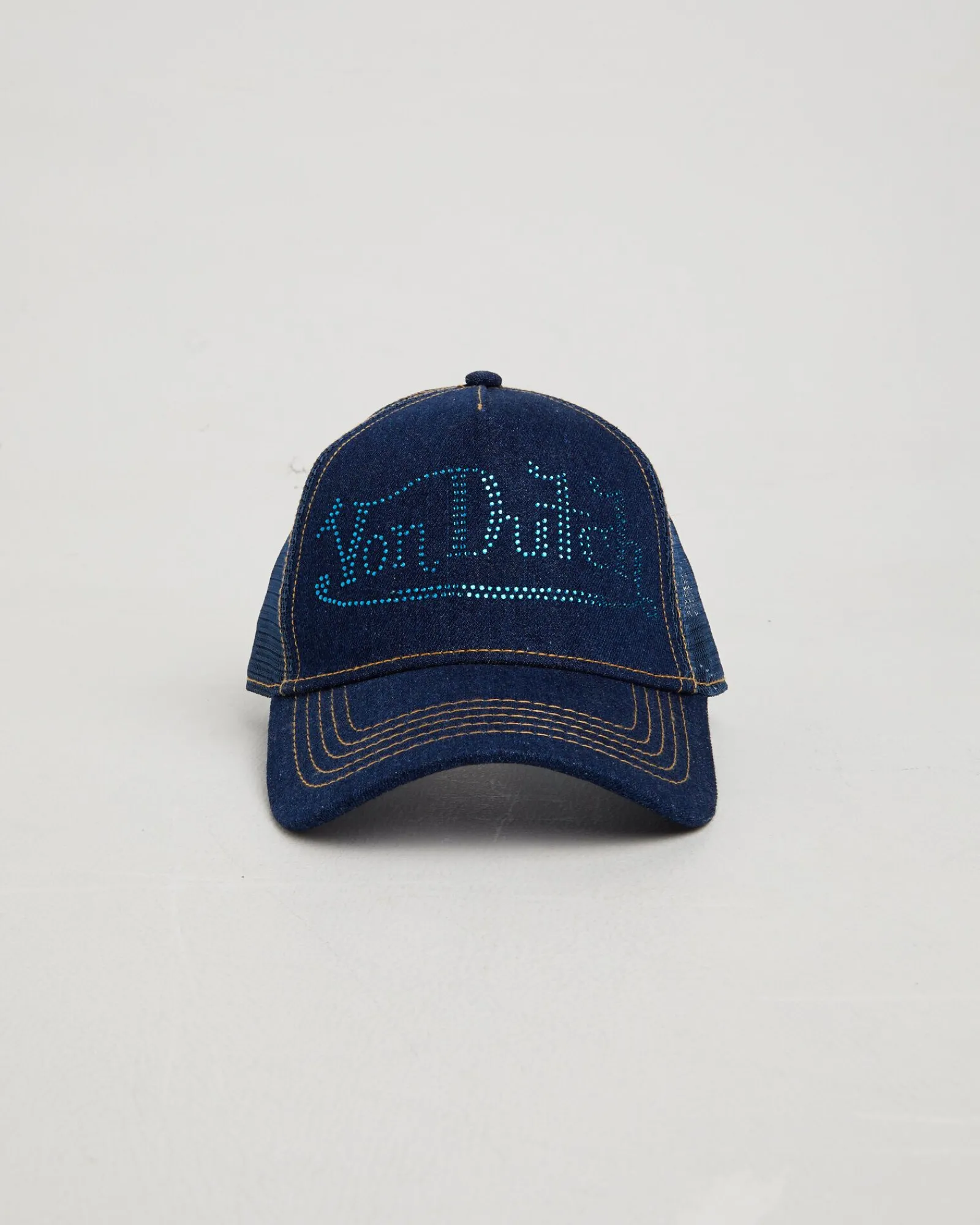 navy_stone_denim_trucker__4.webp Outlet VON DUTCH Navy Stone Denim Trucker Cap