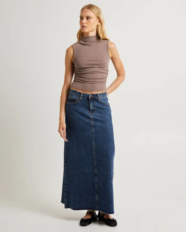 New INSIGHT Naya Maxi Denim Skirt Grunge Blue