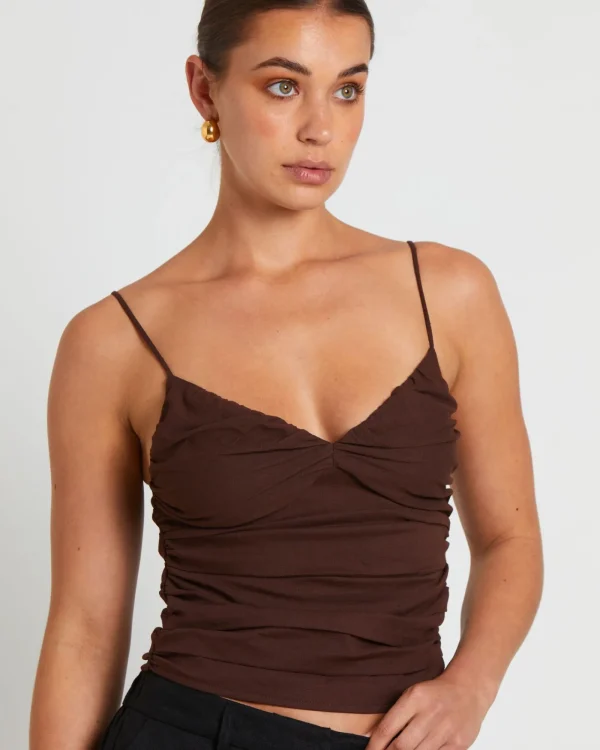 Discount SUBTITLED Norah Gather Cami In Coffee Brown