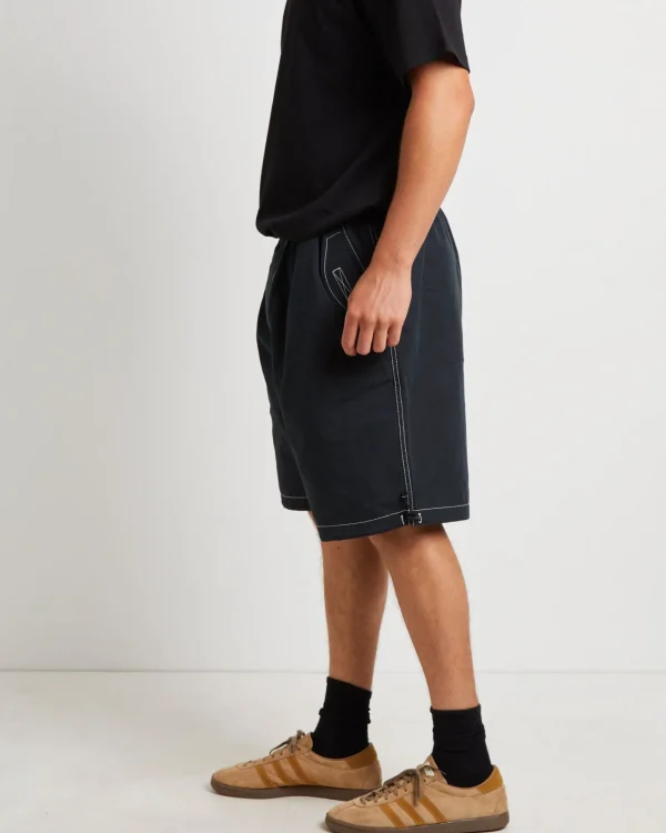 Cheap BLACK NOISE WHITE RAIN Parachute Shorts In Petrol Navy