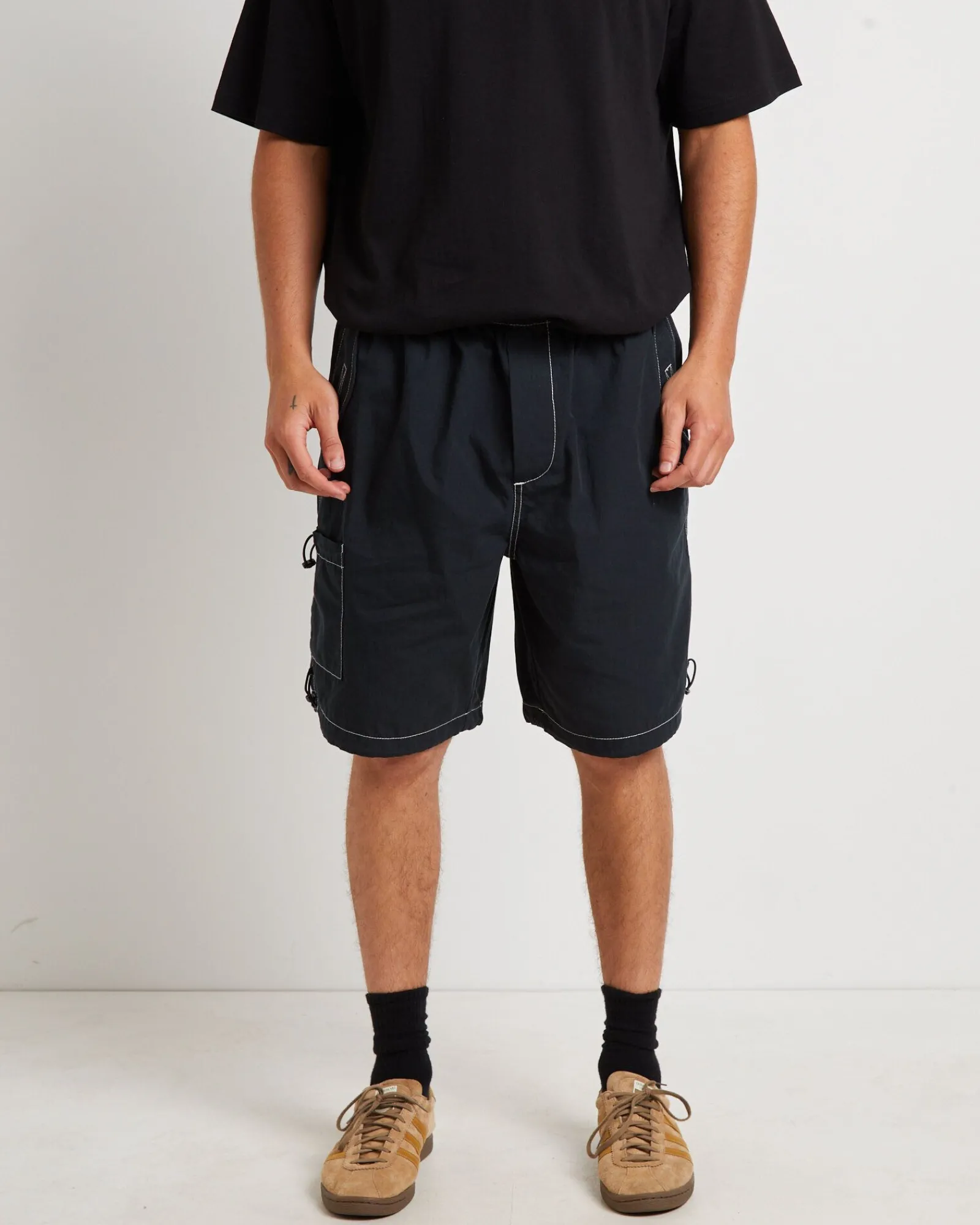 parachute_shorts_in_petro_4.webp Cheap BLACK NOISE WHITE RAIN Parachute Shorts In Petrol Navy