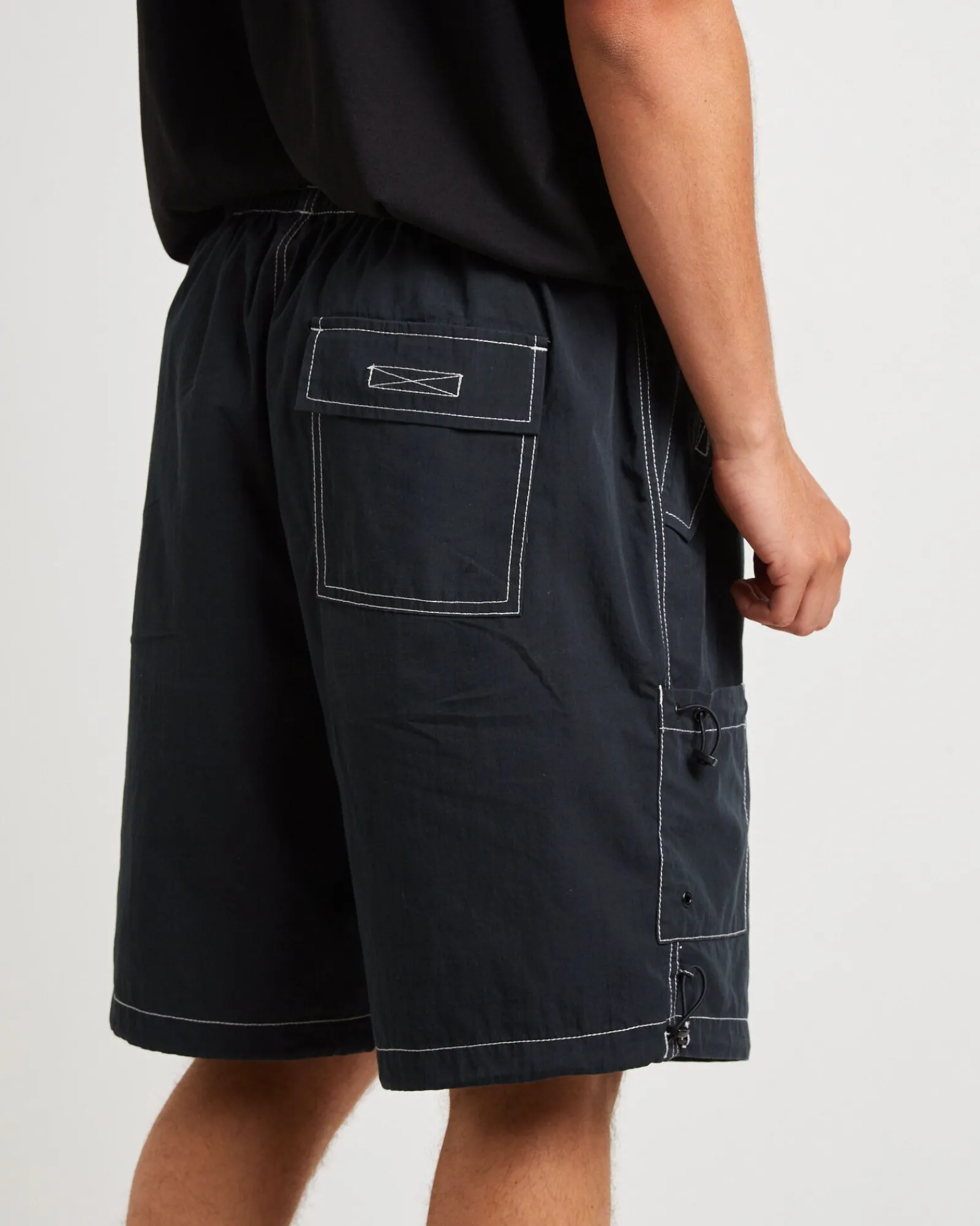 parachute_shorts_in_petro_5.webp Cheap BLACK NOISE WHITE RAIN Parachute Shorts In Petrol Navy