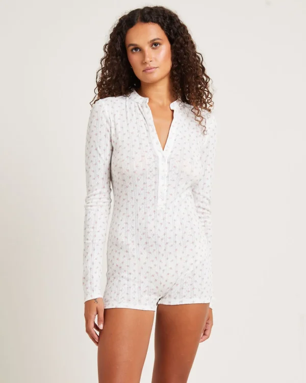 Hot LOVE NOTES Penny Pointelle Romper White Floral