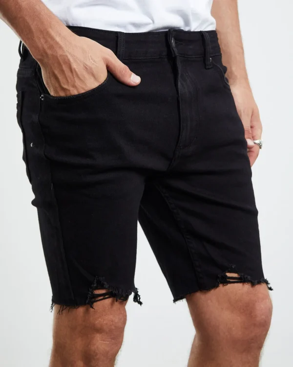 New INSIGHT Pistol Denim Shorts Black Night