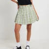 Discount X GIRL Plaid Pleated Skirt In Army Green