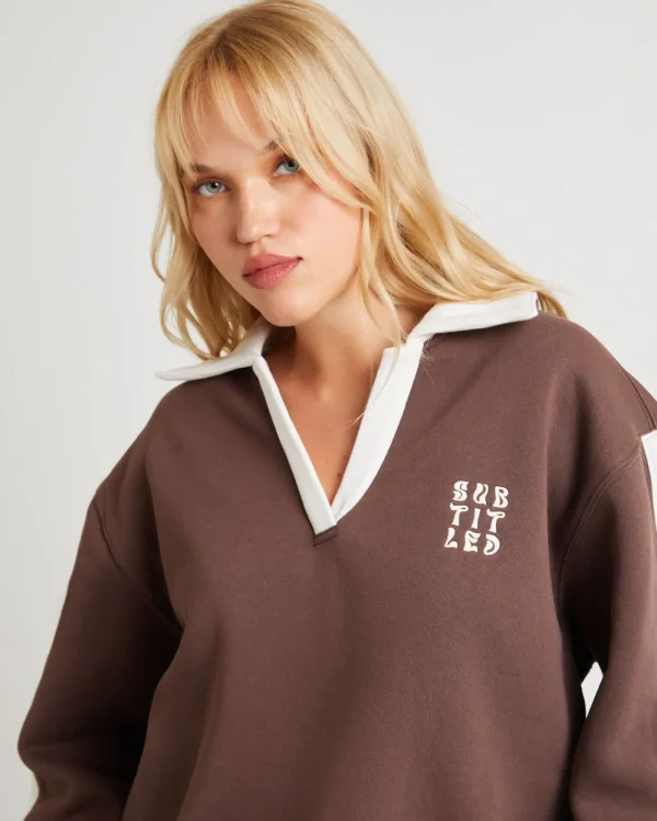 Flash Sale SUBTITLED Polo Panel Fleece Jumper