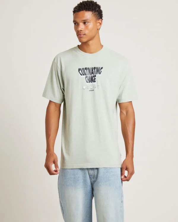 Outlet AFENDS Proclaim Hemp Retro Fit Short Sleeve T-Shirt In Eucalyptus
