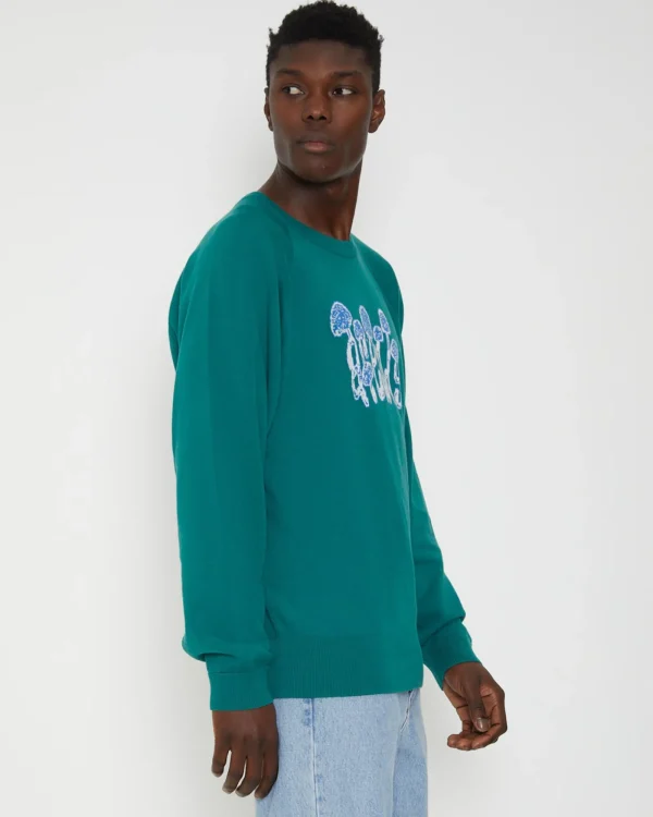 Cheap AFENDS Psychedelic Raglan Long Sleeve Knit In Emerald Green
