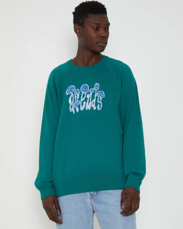 Cheap AFENDS Psychedelic Raglan Long Sleeve Knit In Emerald Green