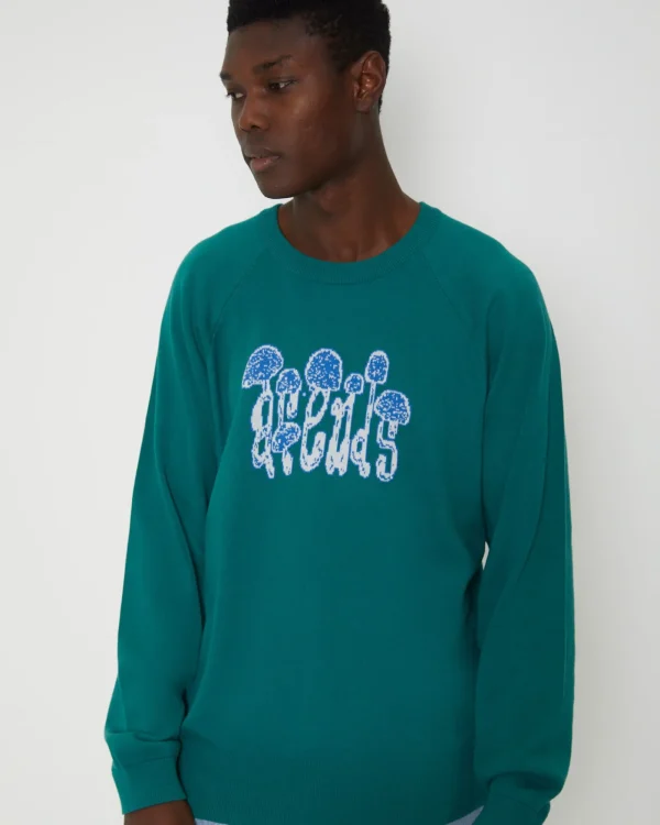 Cheap AFENDS Psychedelic Raglan Long Sleeve Knit In Emerald Green