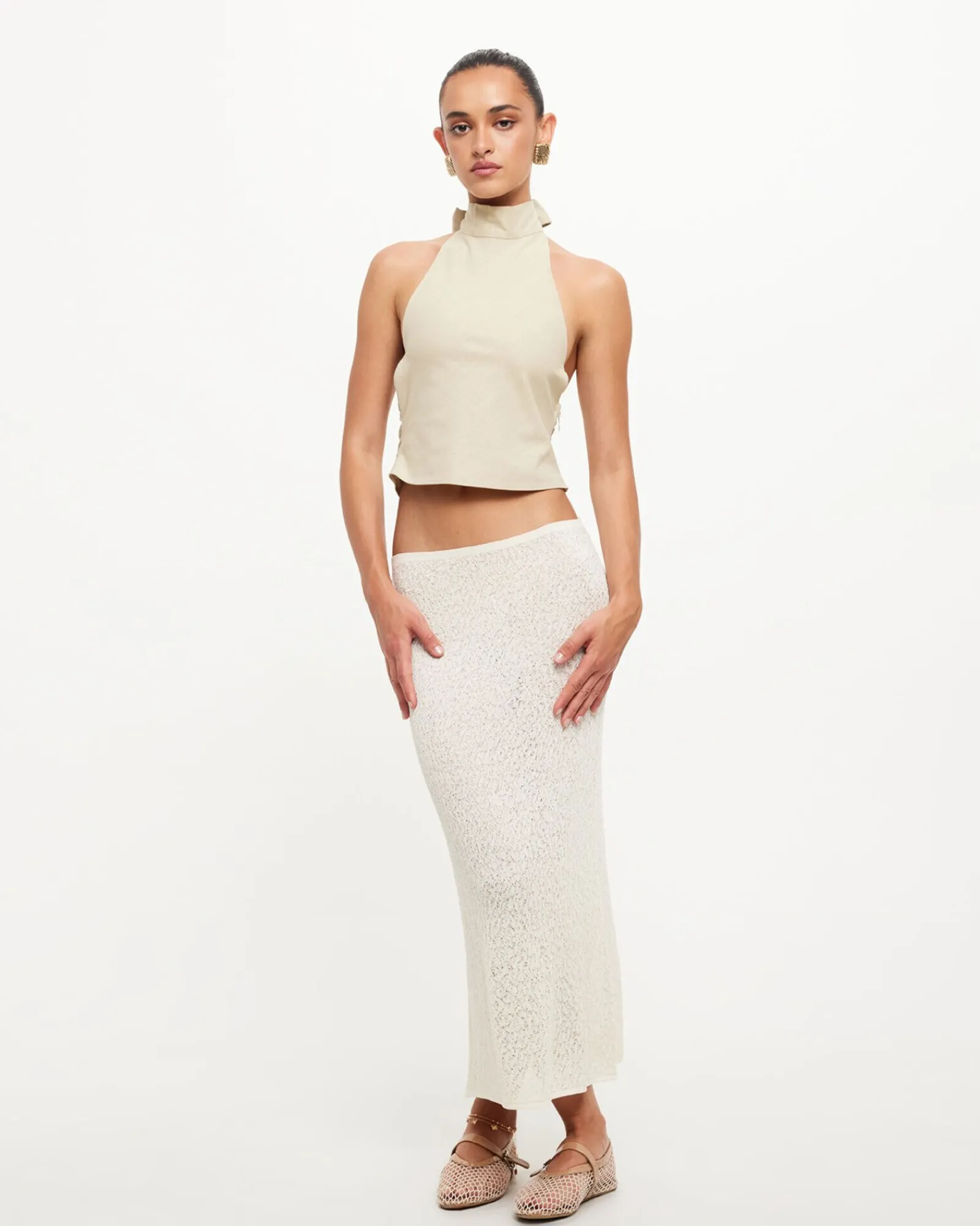pure_midi_skirt_in_cream_2.webp Online LIONESS Pure Midi Skirt In Cream