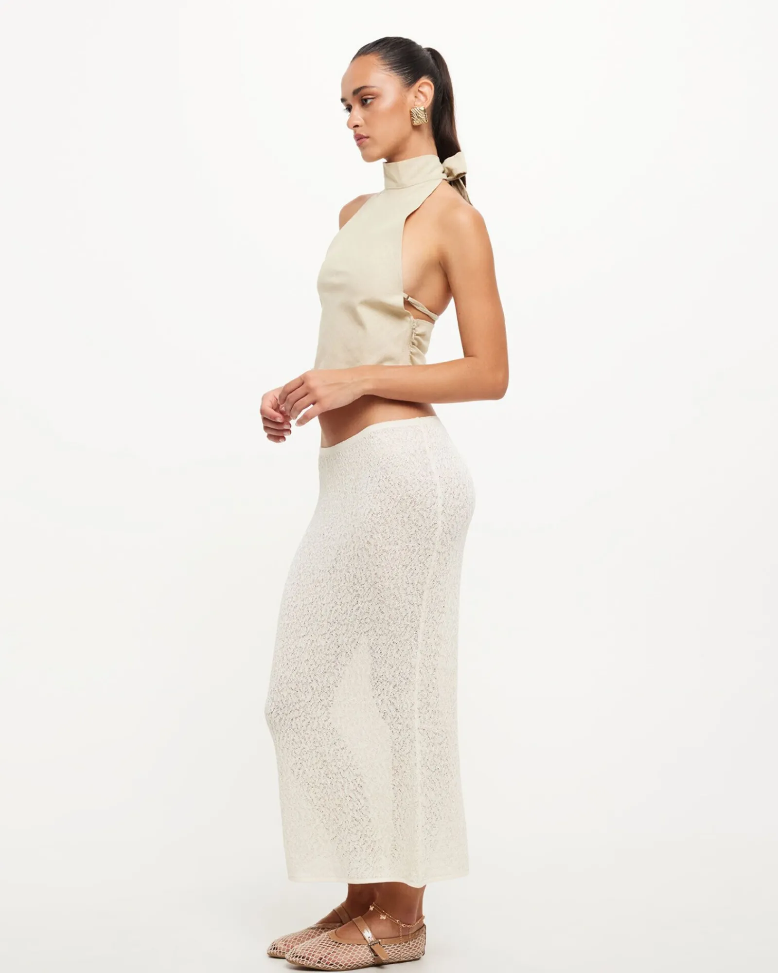pure_midi_skirt_in_cream_4.webp Online LIONESS Pure Midi Skirt In Cream