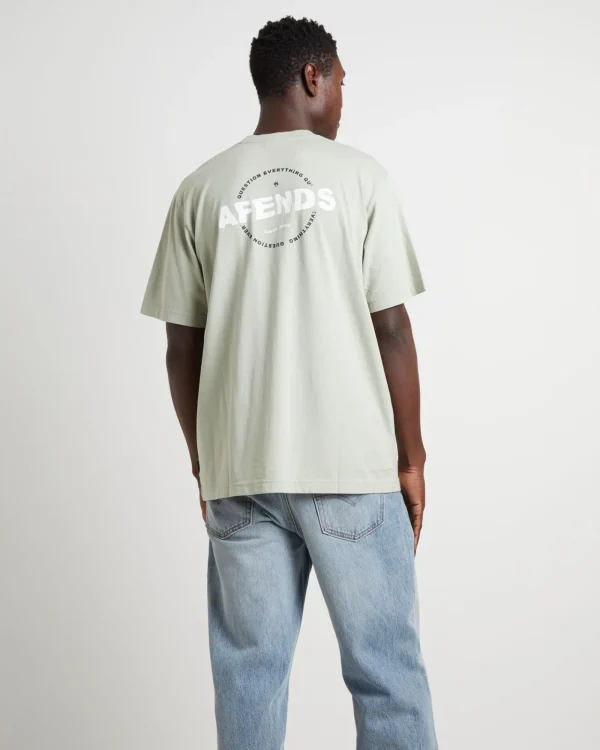 New AFENDS Question Recycled Retro Fit Short Sleeve T-Shirt In Eucalyptus Green