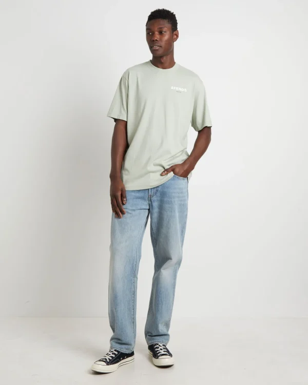 New AFENDS Question Recycled Retro Fit Short Sleeve T-Shirt In Eucalyptus Green