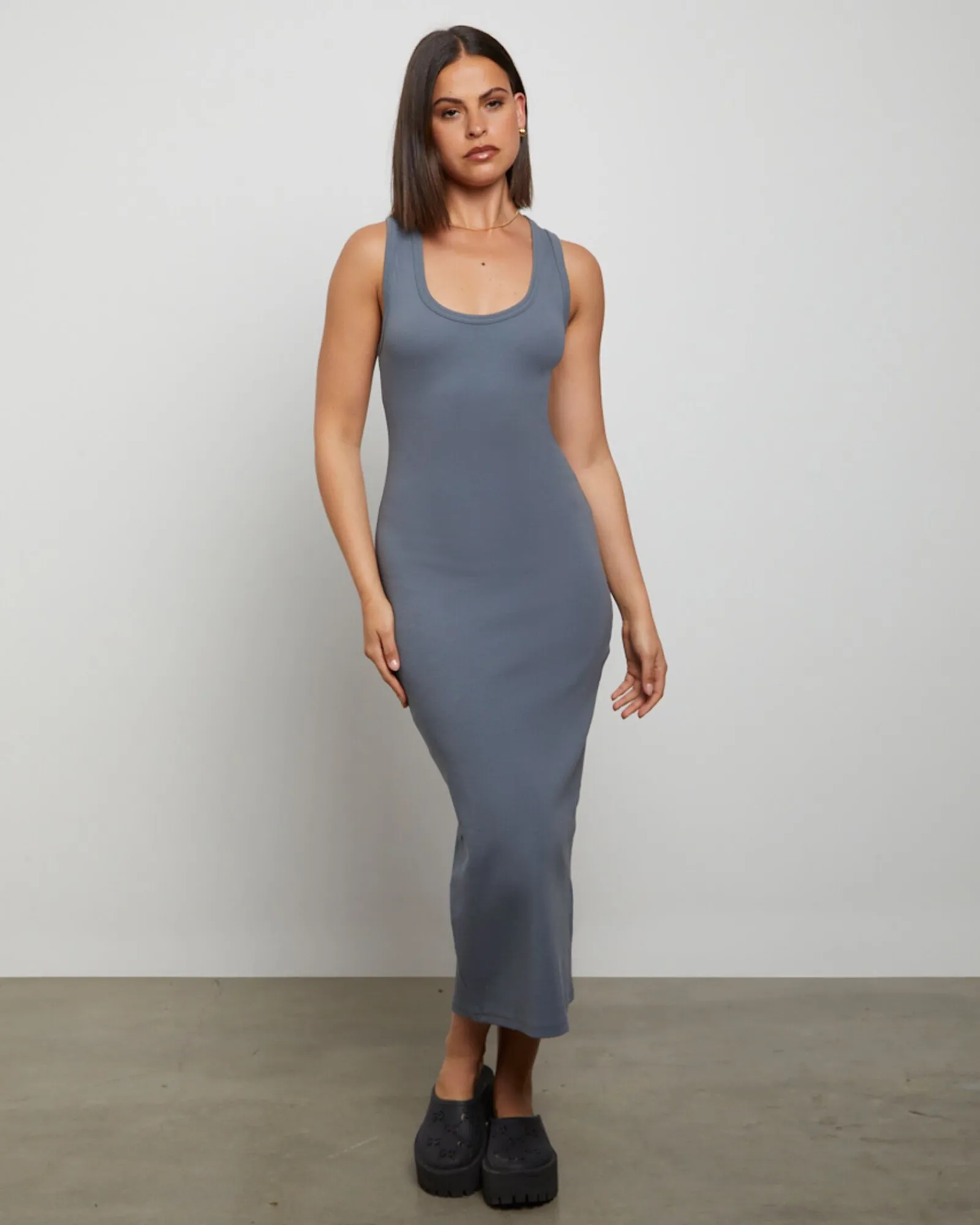 racer_back_midi_dress_in__0-1.webp Fashion GENERAL PANTS CO. BASICS Racer Back Midi Dress In Slate Grey