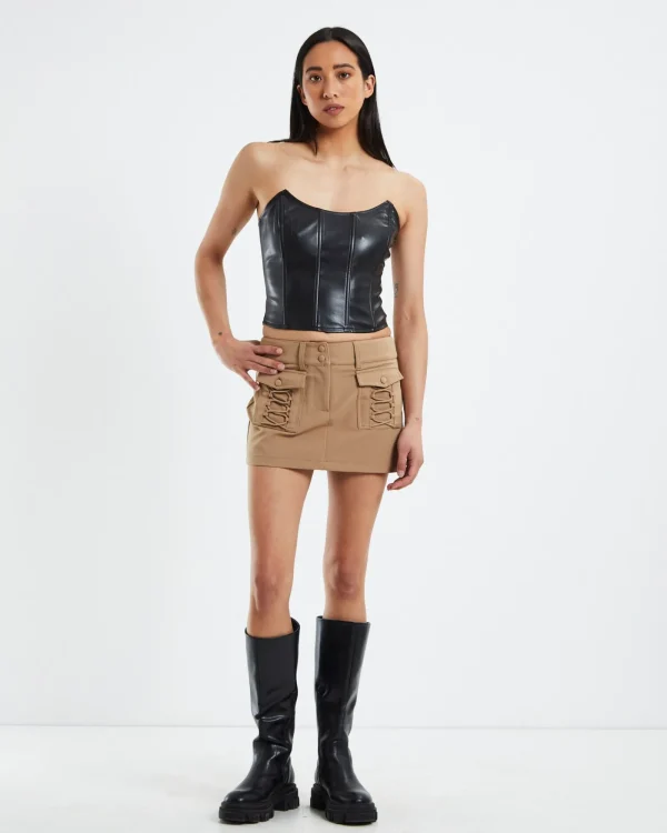 Hot NEON HART Raquel Corset Detail Skirt Beige