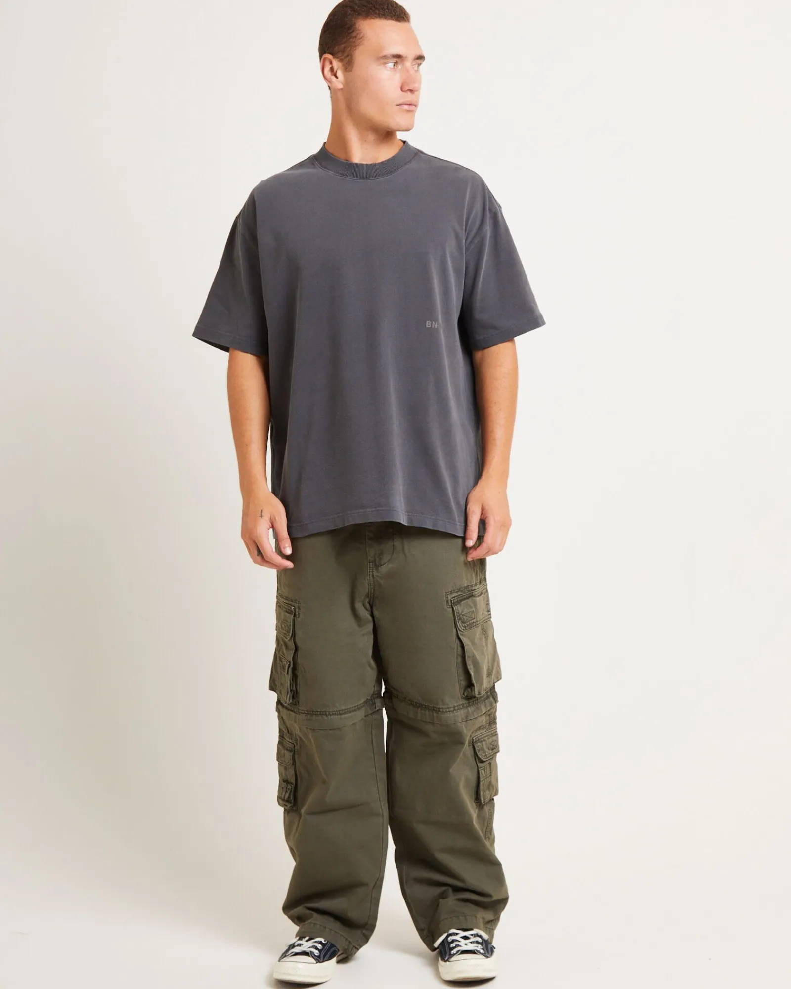 relative_regulations_shor_2.webp Hot BLACK NOISE WHITE RAIN Relative Regulations Short Sleeve T-Shirt In Pewter Grey