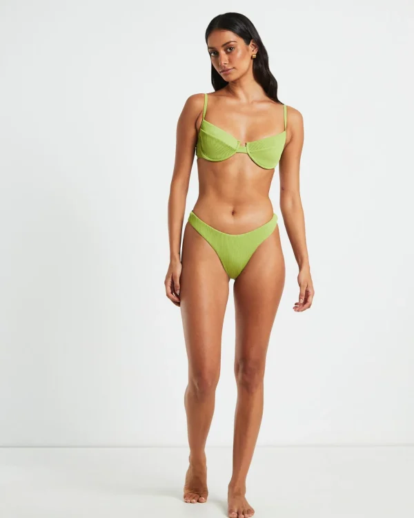 Cheap SUBTITLED Rib Cheeky Cut Bikini Bottoms In Citrus Green