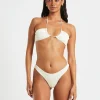 Cheap SUBTITLED Rib Cross Front Bikini Top In Almond White