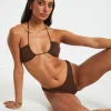 Discount SUBTITLED Rib Cross Front Bikini Top In Chocolate Brown