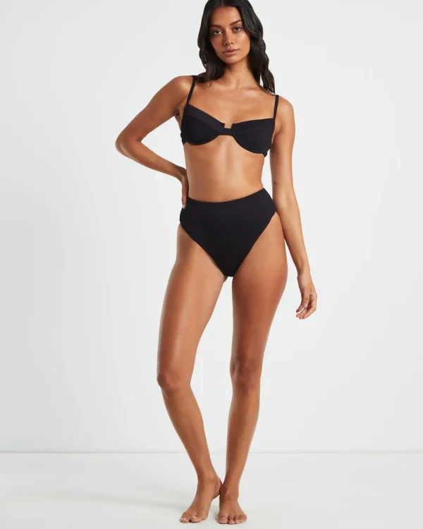New SUBTITLED Rib Cut Out Underwire Bikini Top In Black