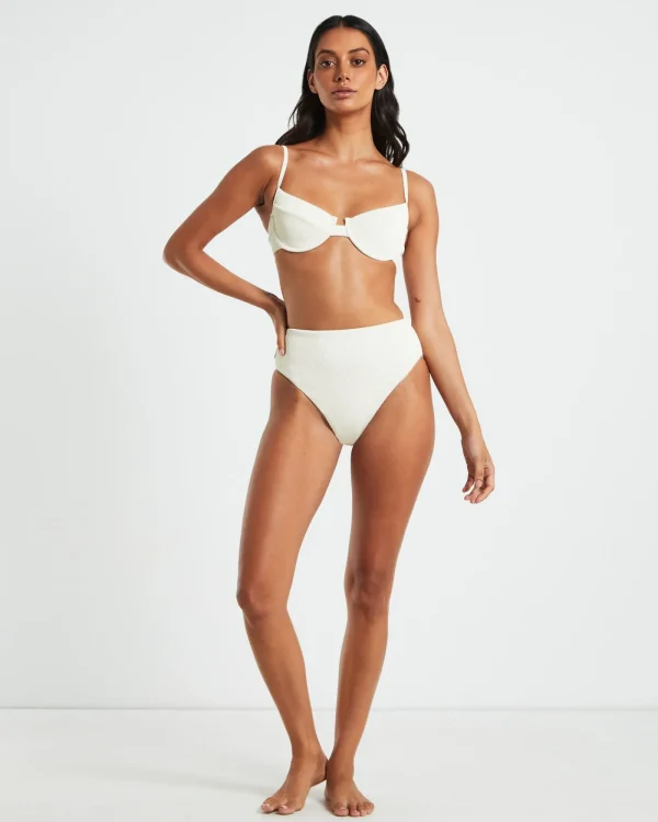 Flash Sale SUBTITLED Rib Cut Out Underwire Bikini Top In Almond White
