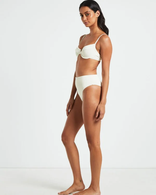 Flash Sale SUBTITLED Rib Cut Out Underwire Bikini Top In Almond White