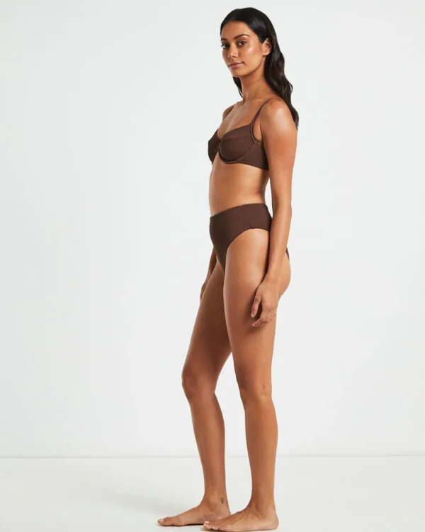 Cheap SUBTITLED Rib Cut Out Underwire Bikini Top In Chocolate Brown