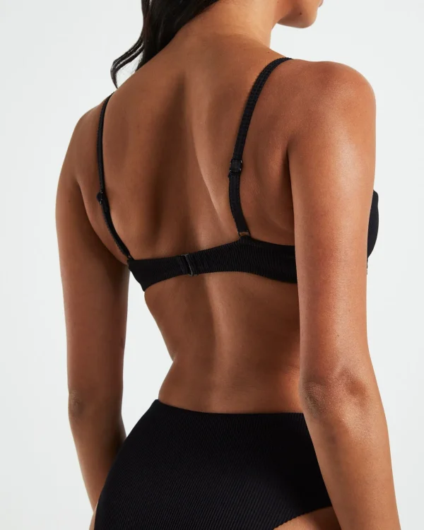 New SUBTITLED Rib Cut Out Underwire Bikini Top In Black