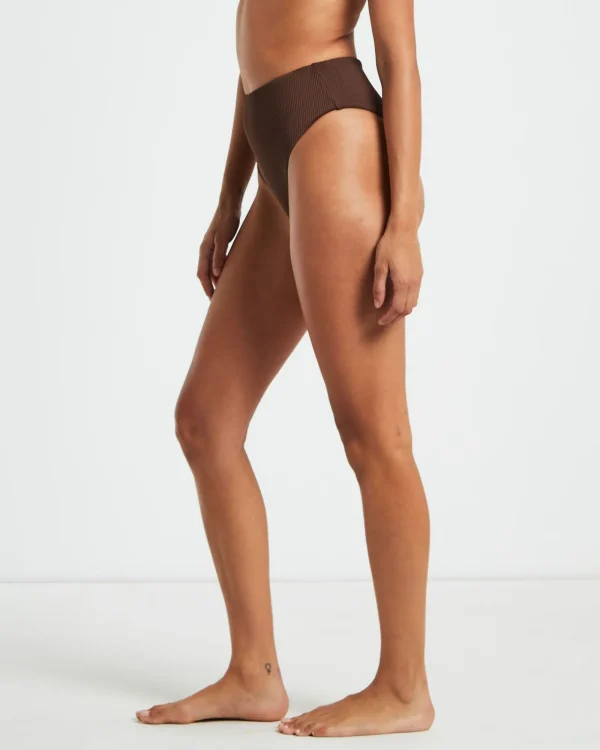 Sale SUBTITLED Rib High Waisted Bottoms In Chocolate Brown