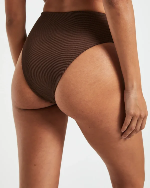 Sale SUBTITLED Rib High Waisted Bottoms In Chocolate Brown
