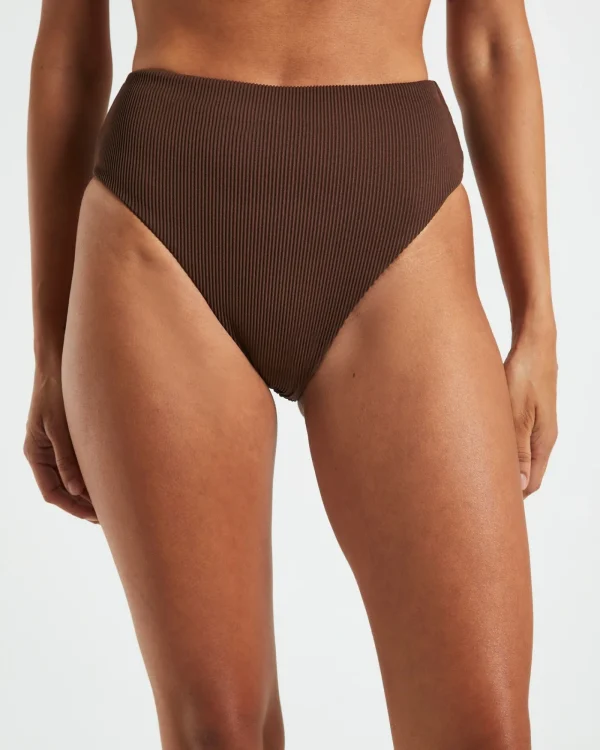 Sale SUBTITLED Rib High Waisted Bottoms In Chocolate Brown