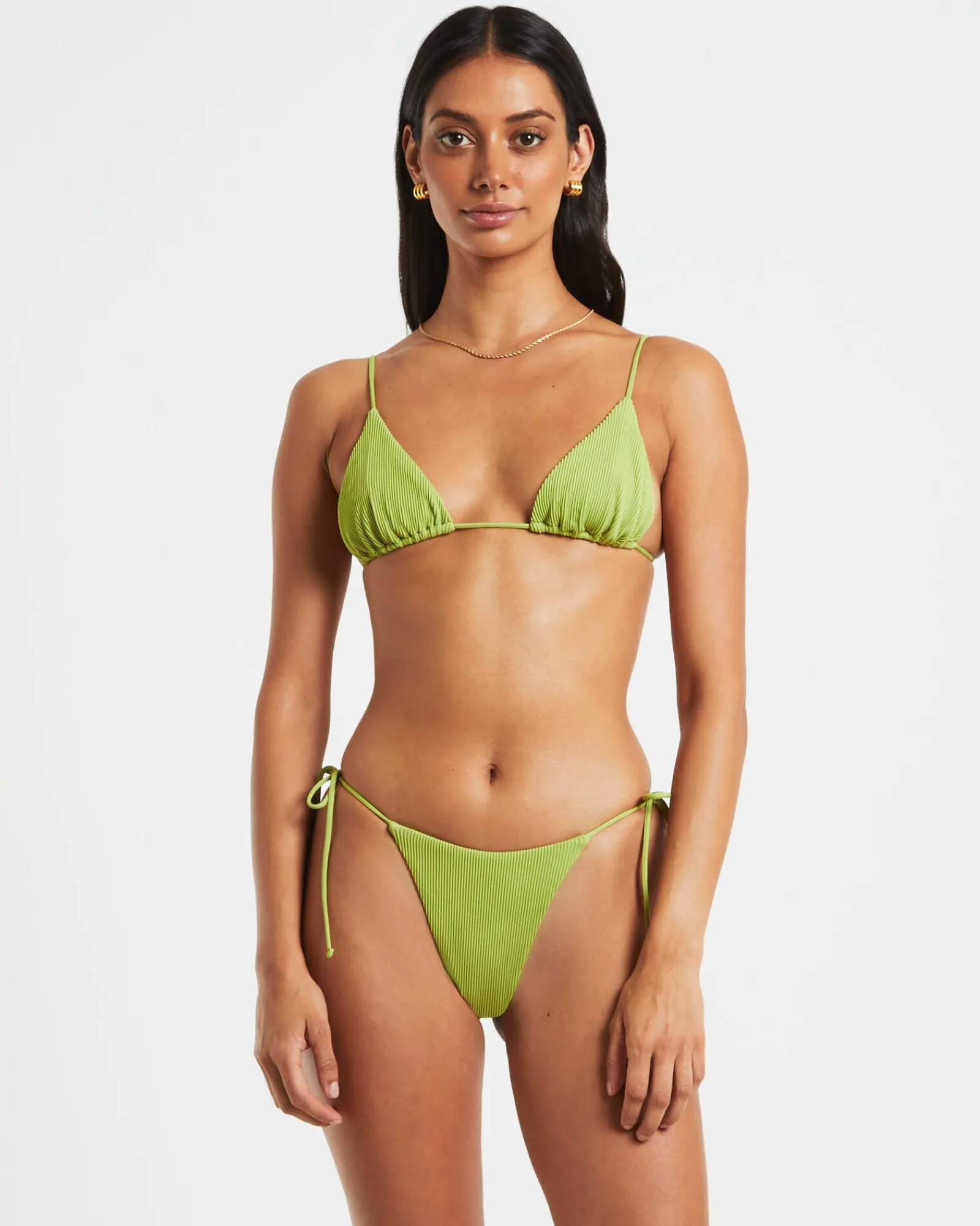 rib_skinny_strap_triangle_0.webp Discount SUBTITLED Rib Skinny Strap Triangle Bikini Top In Citrus Green