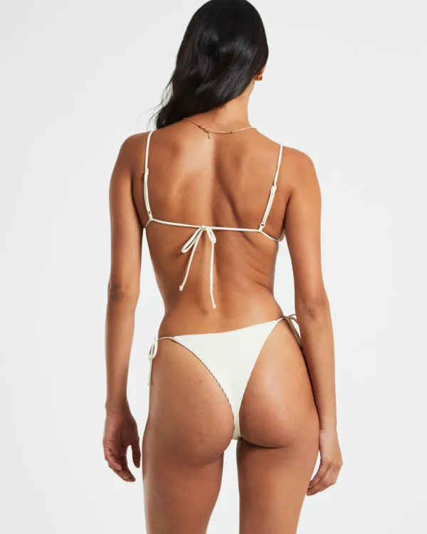 Flash Sale SUBTITLED Rib Skinny Strap Triangle Bikini Top In Almond White
