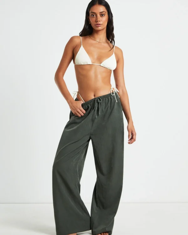 Flash Sale SUBTITLED Rib Skinny Strap Triangle Bikini Top In Almond White