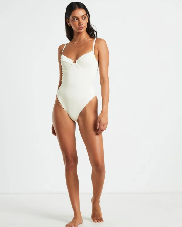 Shop SUBTITLED Rib Underwire One Piece In Almond