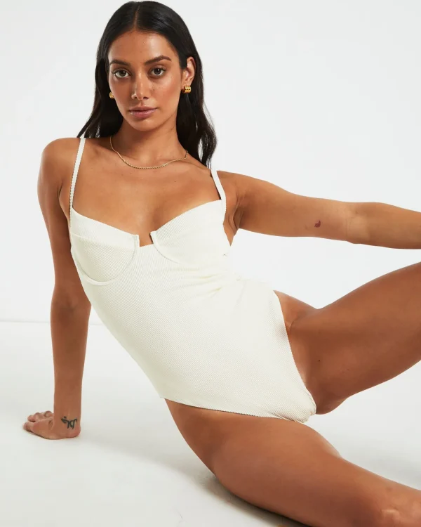 Shop SUBTITLED Rib Underwire One Piece In Almond
