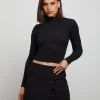 Online GENERAL PANTS CO. BASICS Ribbed Long Sleeve Crop Skivvy In Black
