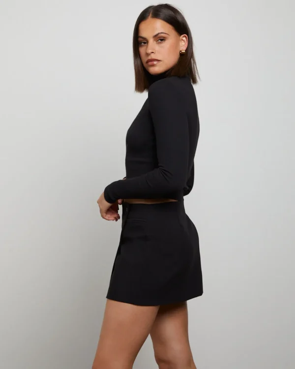 Online GENERAL PANTS CO. BASICS Ribbed Long Sleeve Crop Skivvy In Black