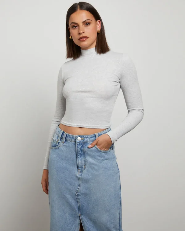 Shop GENERAL PANTS CO. BASICS Ribbed Long Sleeve Skivvy In Grey