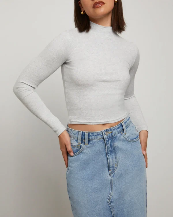 Shop GENERAL PANTS CO. BASICS Ribbed Long Sleeve Skivvy In Grey