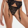 Shop LOVE NOTES Rico Lace Suspender Belt Black