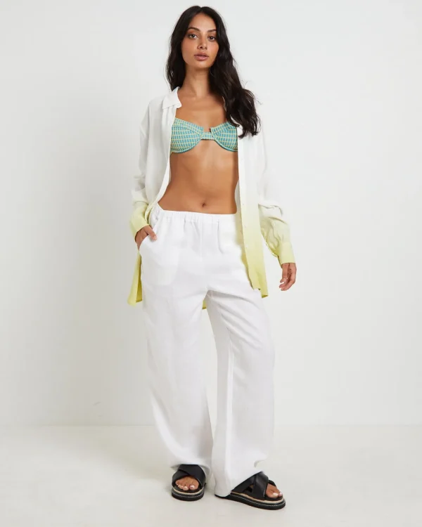 Shop SUBTITLED Rochelle Dip Dye Long Sleeve Shirt In Citrus Green