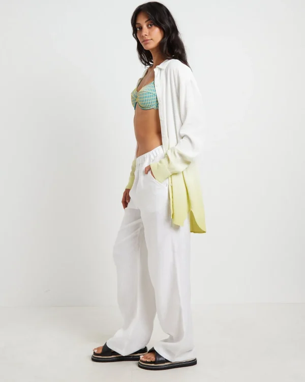 Shop SUBTITLED Rochelle Dip Dye Long Sleeve Shirt In Citrus Green