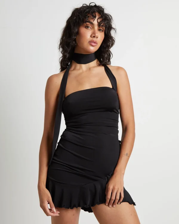 Store ALICE IN THE EVE Rowan Slinky Choker Mini Dress In Black