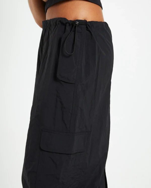 Clearance INSIGHT Ruby Multi Pocket Cargo Maxi Skirt Black