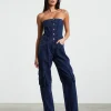 Best INSIGHT Sabrine Strapless Denim Boiler Suit Ink Blue