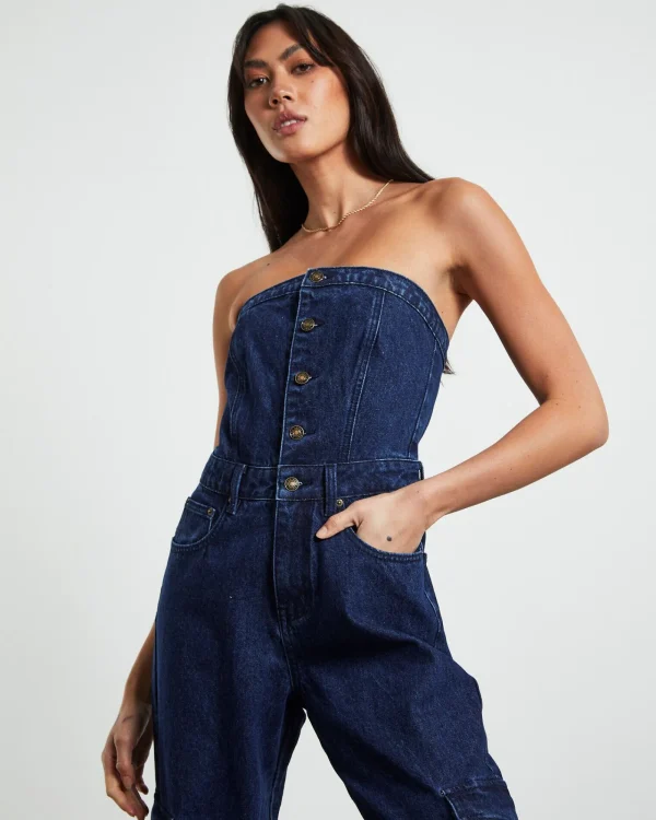 Best INSIGHT Sabrine Strapless Denim Boiler Suit Ink Blue