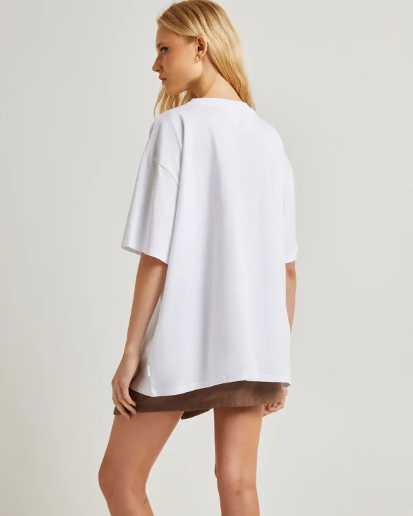 Store SUBTITLED Sandy Oversized Short Sleeve T-Shirt In White